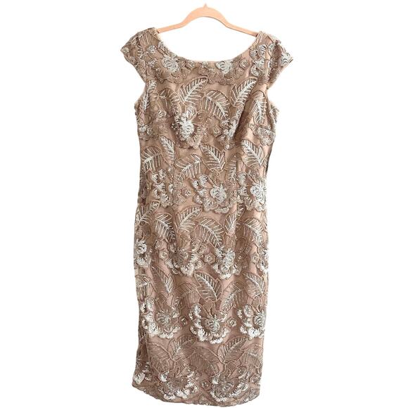 ALEX EVENINGS Short Embroidered Sequin Lace Cocktail Dress Rose Gold - Sz 4 NWT - Picture 3 of 9